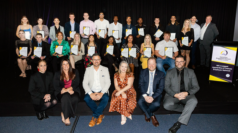 The group of award recipients at the Apprentice Employment Network Western Australia