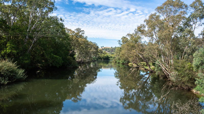 A river in Darling Basin New South Wales surrounded by bush landscape
