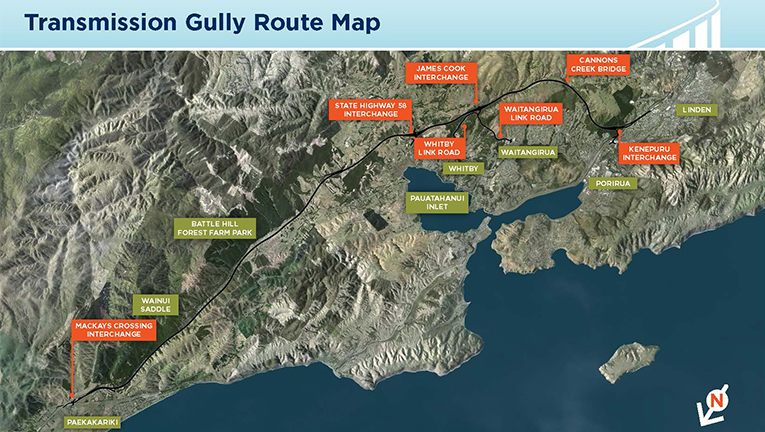 Transmission Gully route map